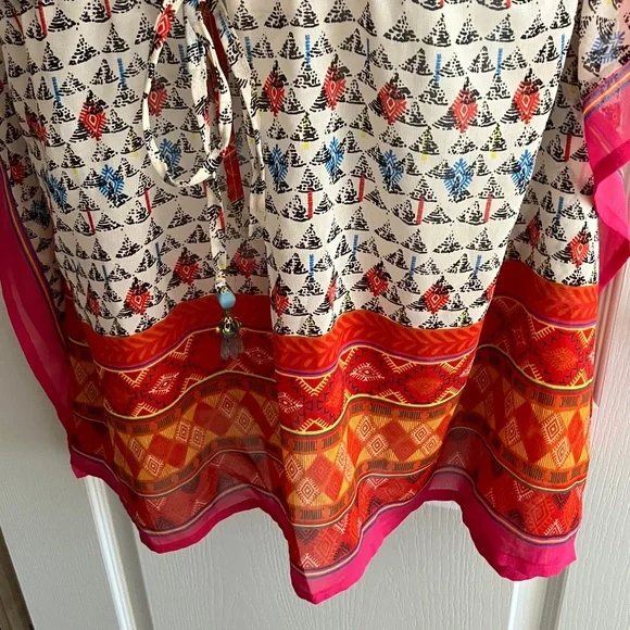 Embroidered Pink & Cream Beach Coverup Kaftan - Picture 6 of 6